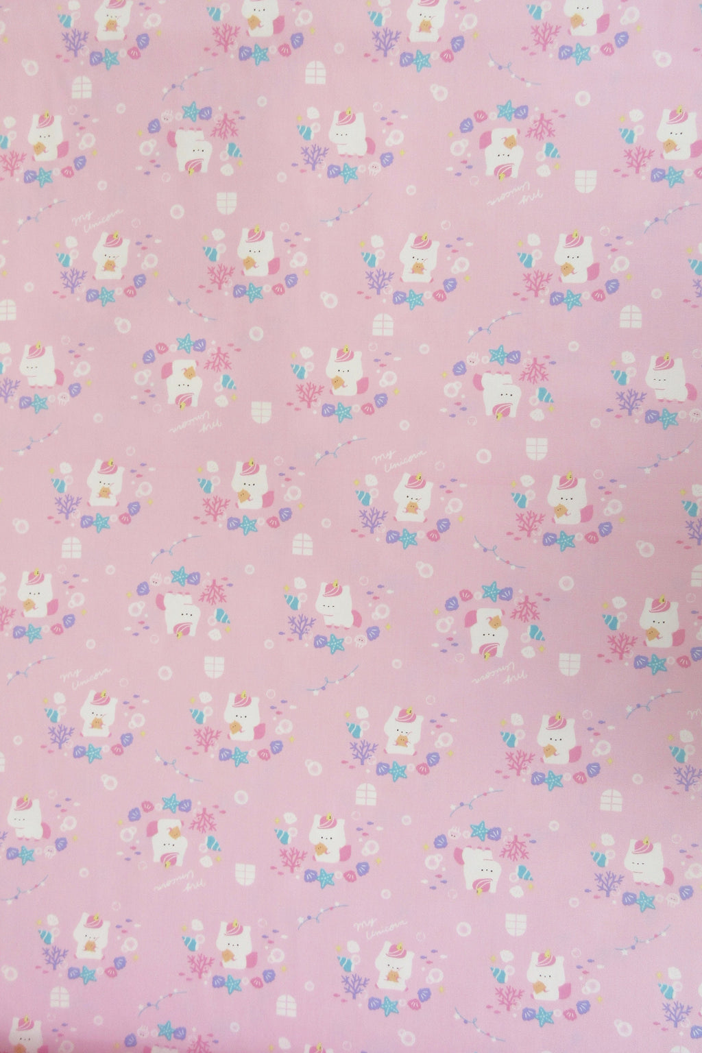 Unicorn Fabric, COTTON OXFORD, My Favorite Fancy Unicorn on Pink by Cosmo Fabrics, By the Half or Full Yard
