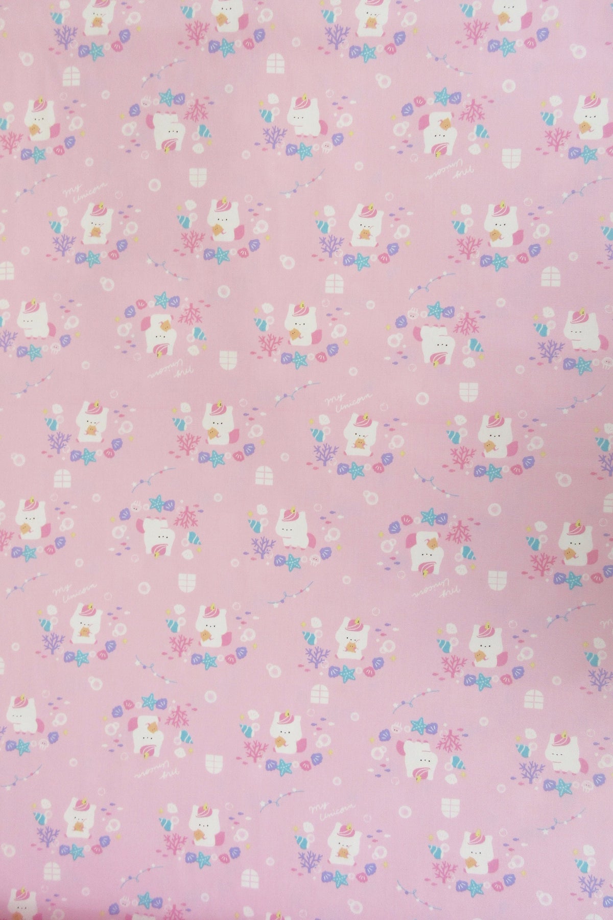 Unicorn Fabric, COTTON OXFORD, My Favorite Fancy Unicorn on Pink by Cosmo Fabrics, By the Half or Full Yard