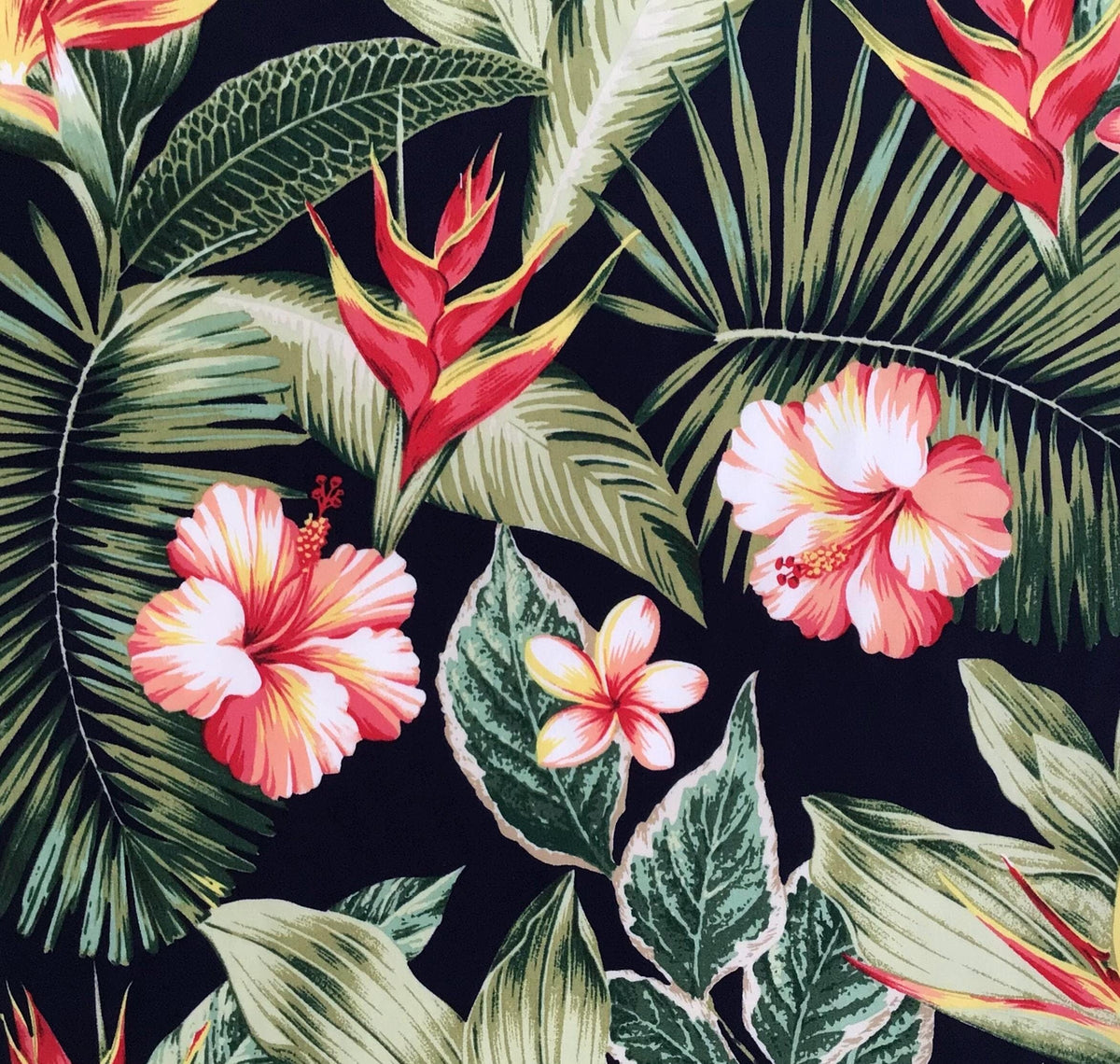 Fabric, Tropical Blossom Paradise on Navy Blue, Hawaiian Floral, By the Yard