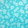 Hawaii Fabric, Aloha Pineapple Floral in Turquoise, Tropical Hawaiian, By the Half or Full Yard