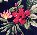 Tropical Fabric, Makai Hibiscus Floral on Navy Blue, By the Half or Full Yard