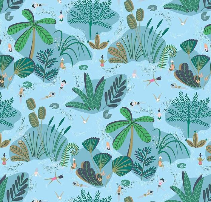 Lazy River Fabric, Suns Out, Pineapple Crush by Dear Stella, By the Half or Full Yard