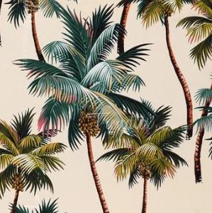 BARKCLOTH Fabric, Palm Trees on Natural, Large Scale Hawaii Tropical, By the Yard