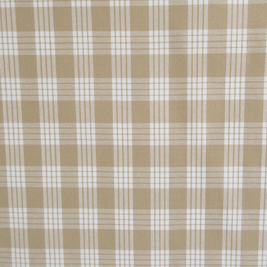 Fabric, Beige Yarn Dyed Palaka Hawaiian Plaid, 100% Cotton Woven by the Half and Full Yard