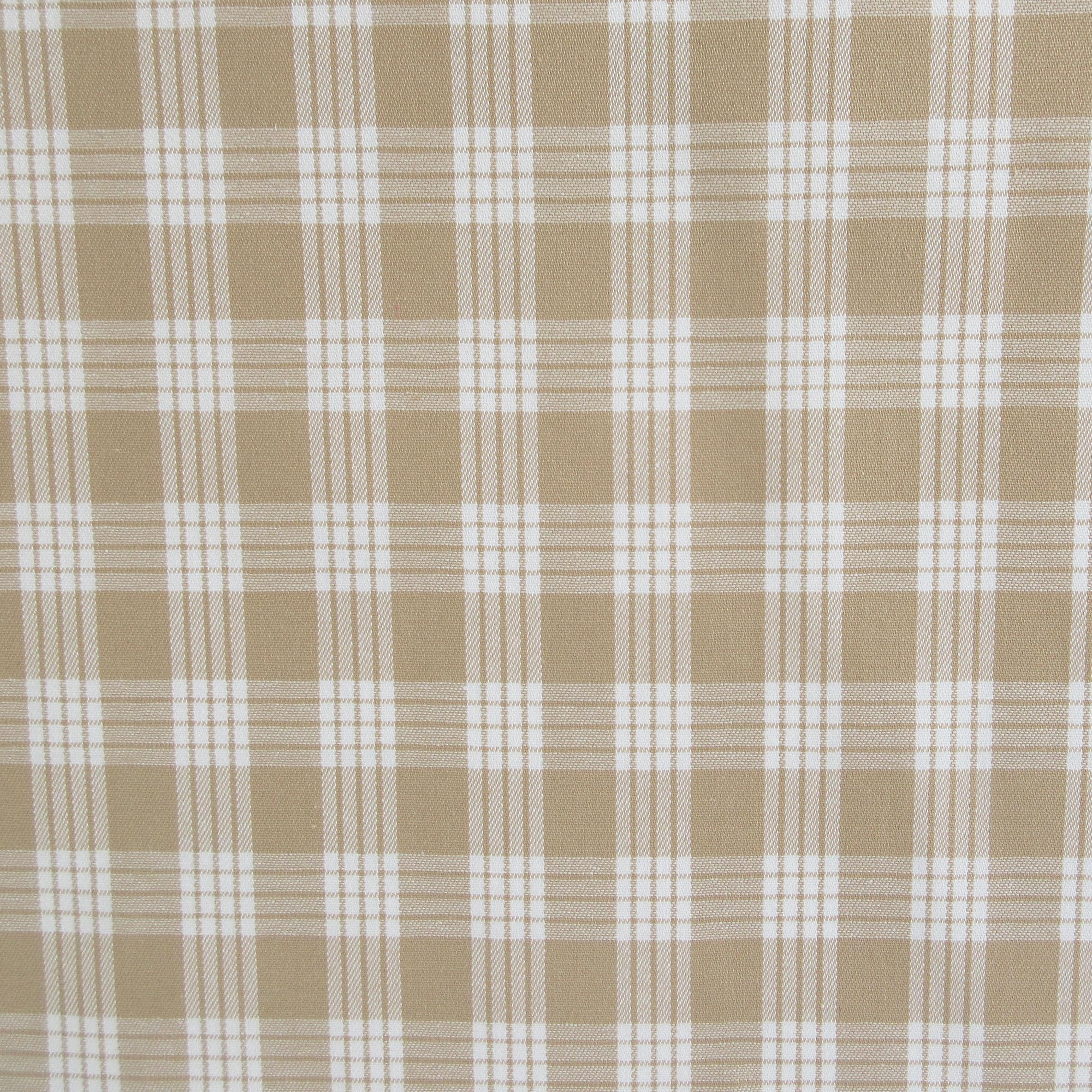 Fabric, Beige Yarn Dyed Palaka Hawaiian Plaid, 100% Cotton Woven by the Half and Full Yard