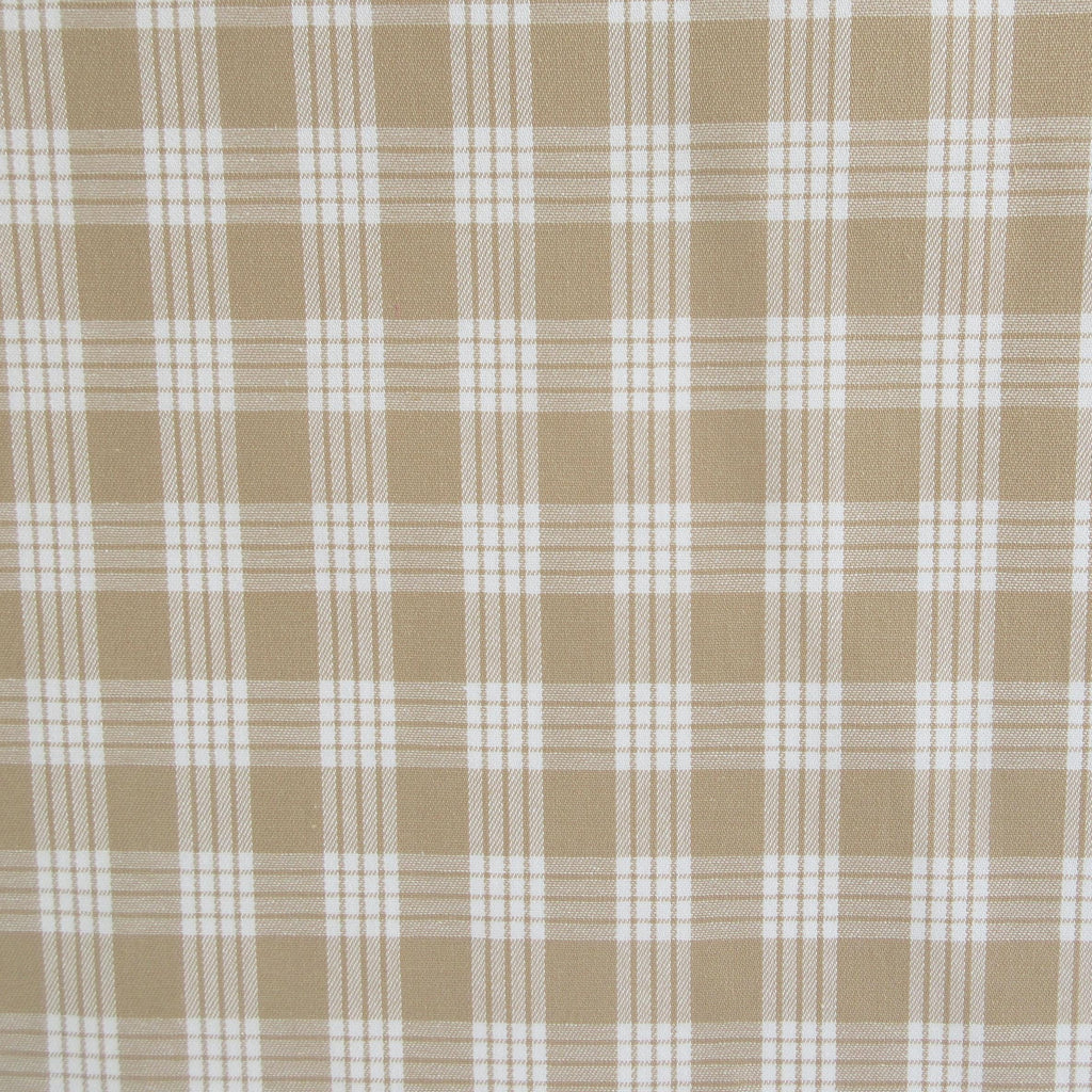 Fabric, Beige Yarn Dyed Palaka Hawaiian Plaid, 100% Cotton Woven, By the Half or Full Yard
