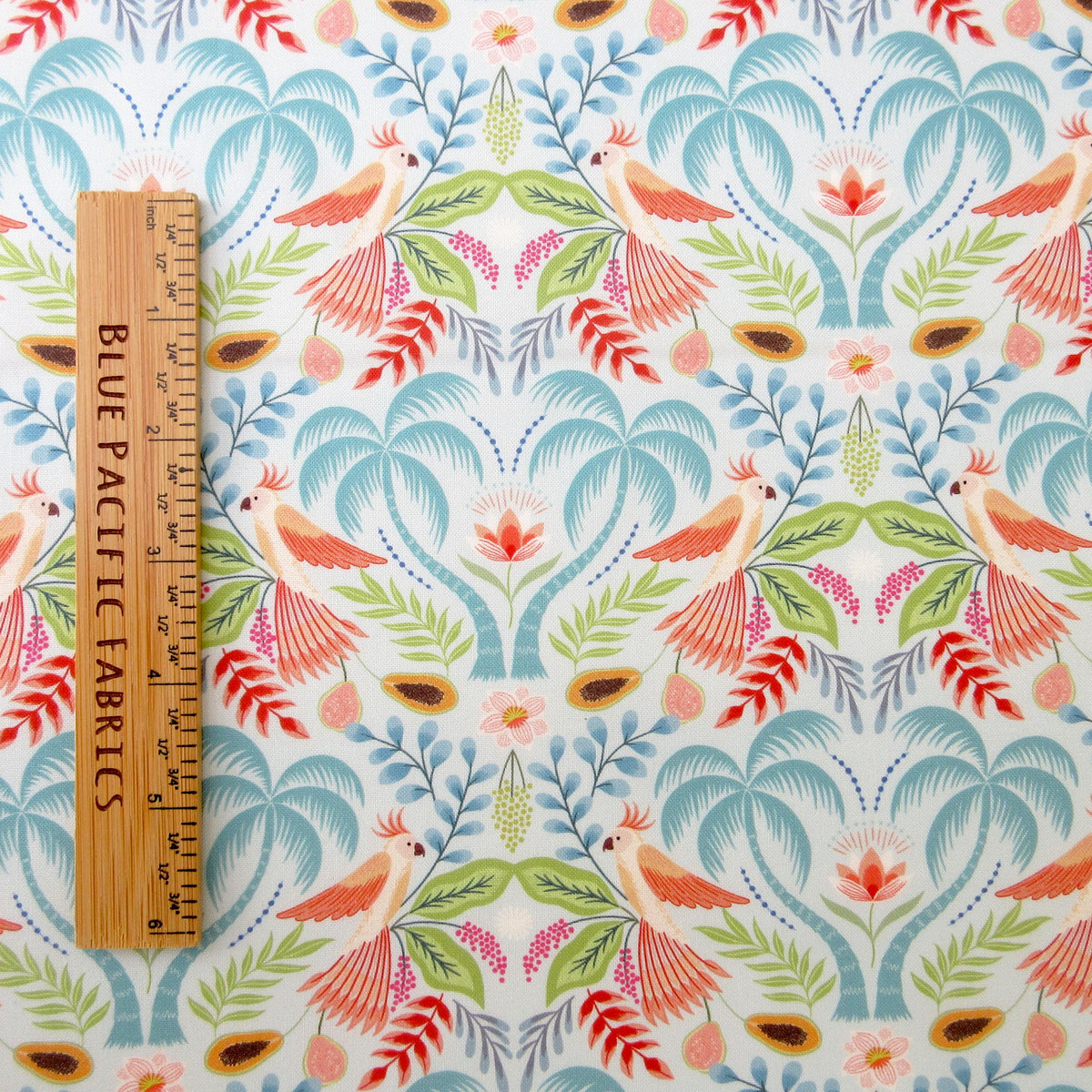 Tropical Fabric, Soft Tropics Paradise on Aqua, Paradise by Lewis and Irene, By the Half or Full Yard