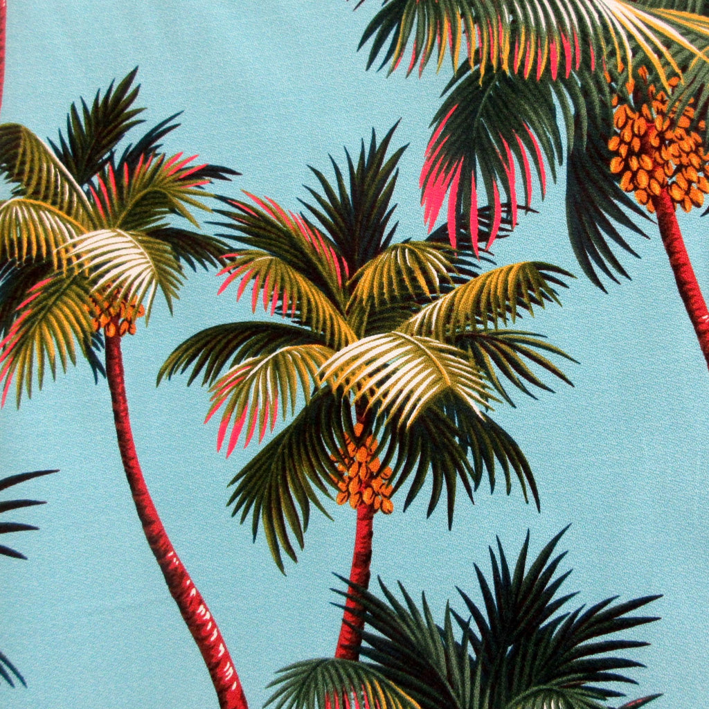 BARKCLOTH Fabric, Palm Trees on Blue, Large Scale Hawaii Tropical, By the Yard