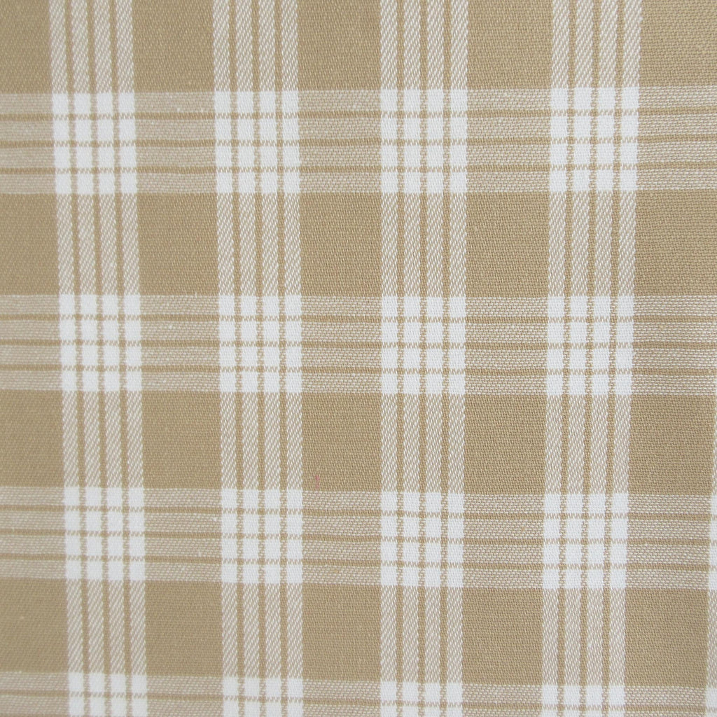 Fabric, Beige Yarn Dyed Palaka Hawaiian Plaid, 100% Cotton Woven by the Half and Full Yard