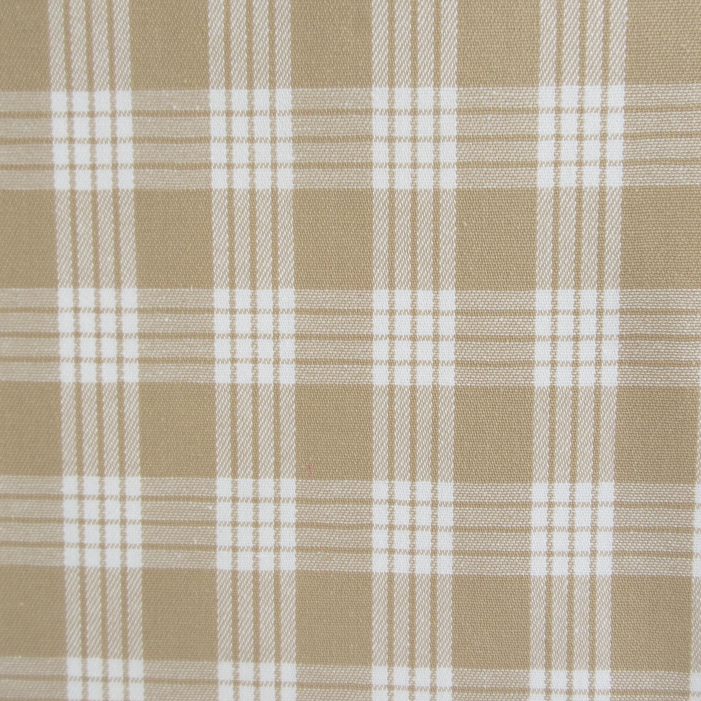 Fabric, Beige Yarn Dyed Palaka Hawaiian Plaid, 100% Cotton Woven by the Half and Full Yard