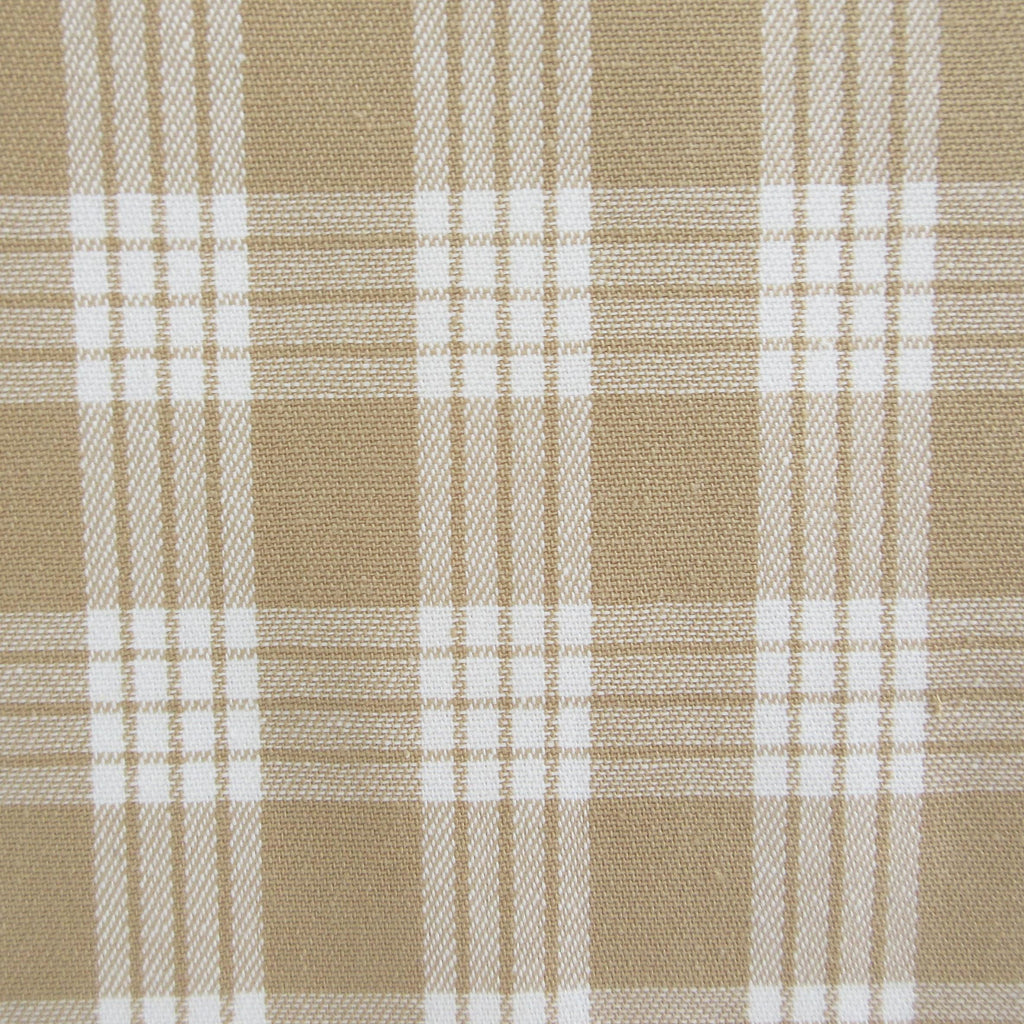 Fabric, Beige Yarn Dyed Palaka Hawaiian Plaid, 100% Cotton Woven by the Half and Full Yard
