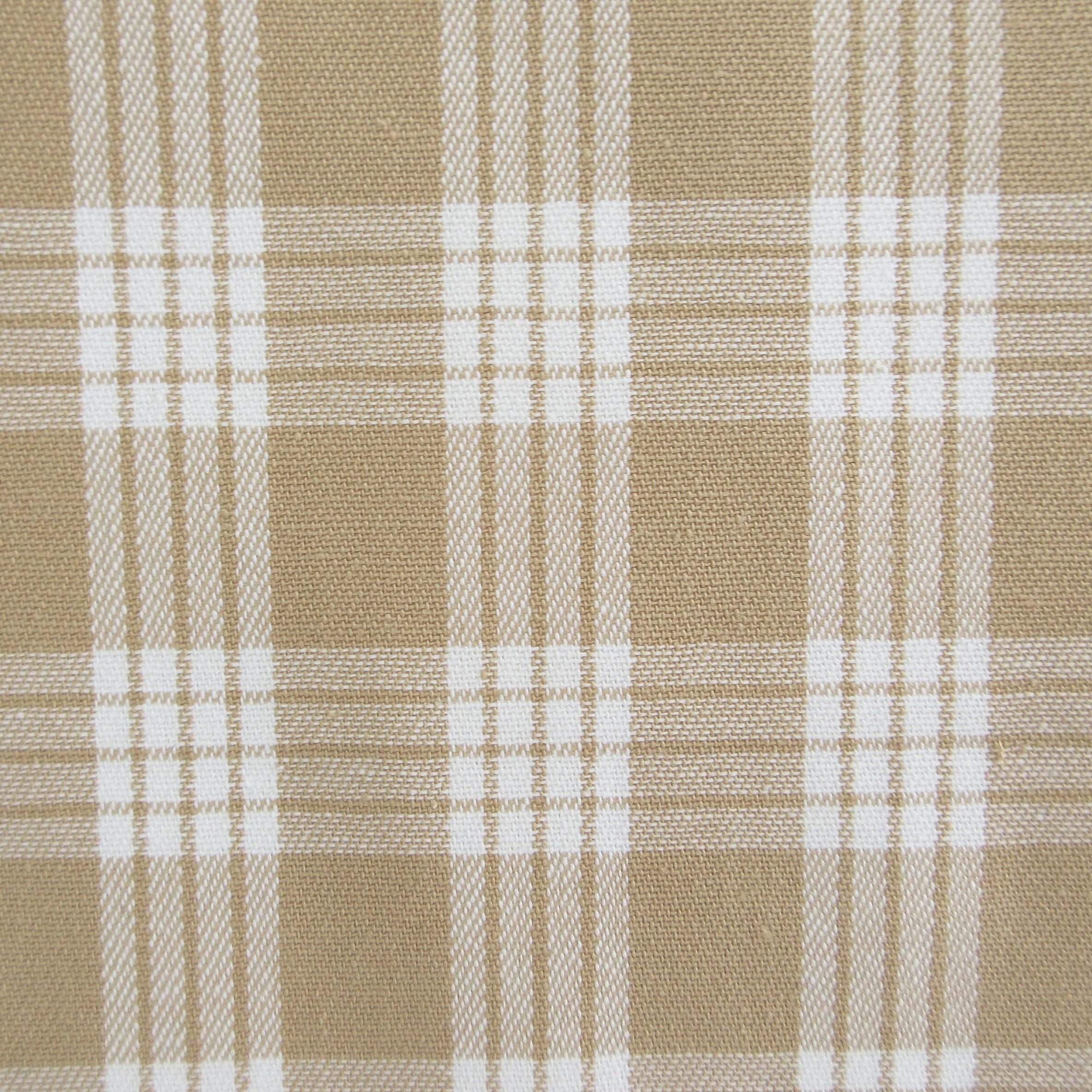 Fabric, Beige Yarn Dyed Palaka Hawaiian Plaid, 100% Cotton Woven by the Half and Full Yard