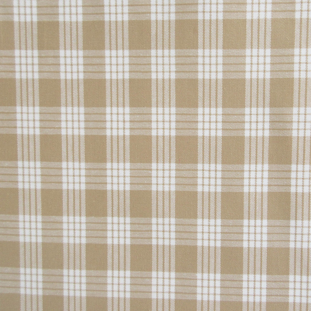 Fabric, Beige Yarn Dyed Palaka Hawaiian Plaid, 100% Cotton Woven by the Half and Full Yard
