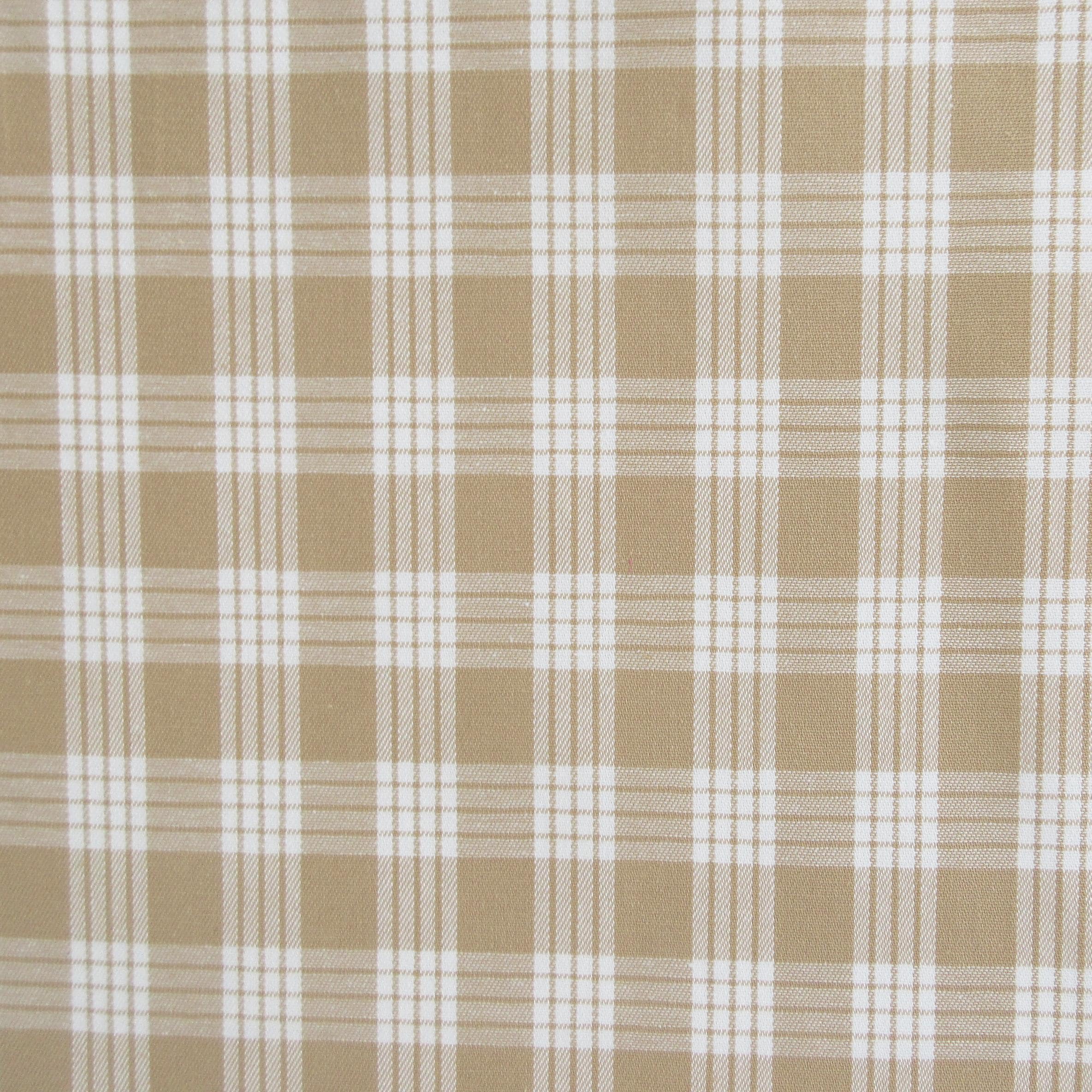 Fabric, Beige Yarn Dyed Palaka Hawaiian Plaid, 100% Cotton Woven by the Half and Full Yard