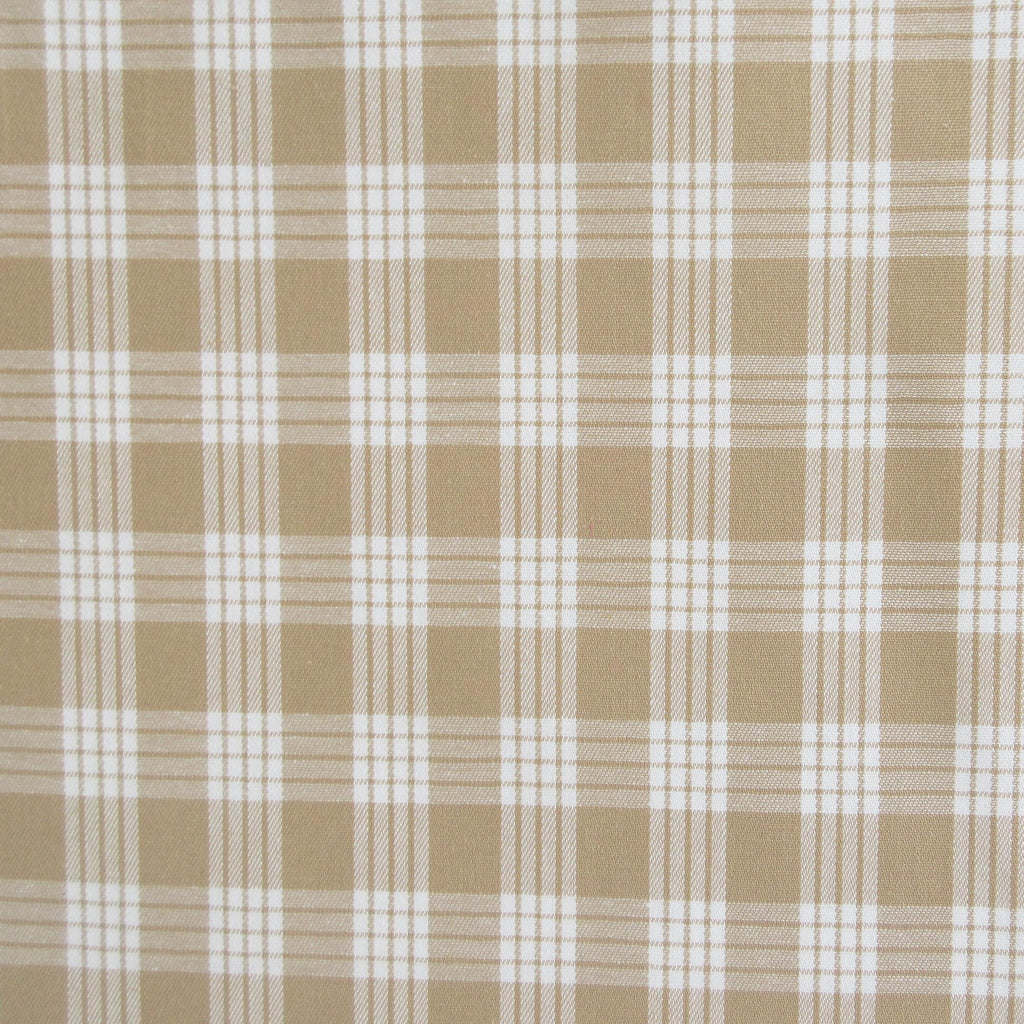 Fabric, Beige Yarn Dyed Palaka Hawaiian Plaid, 100% Cotton Woven, By the Half or Full Yard