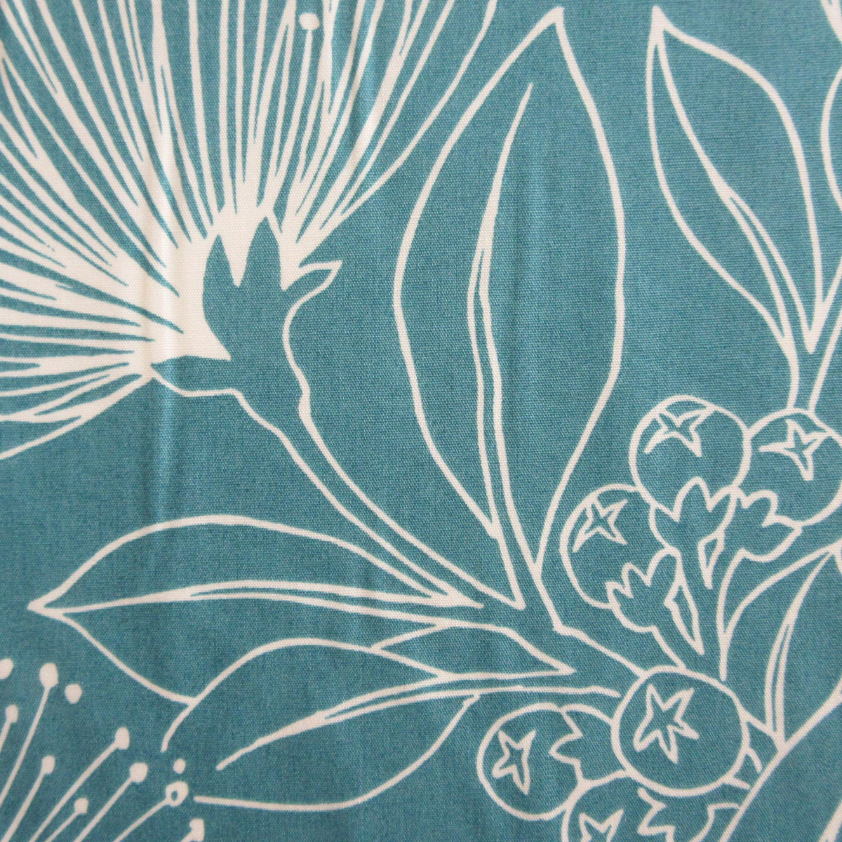 Fabric, Big Lehua Blooms on Teal, Large Scale Tropical Hawaiian, By the Half or Full Yard