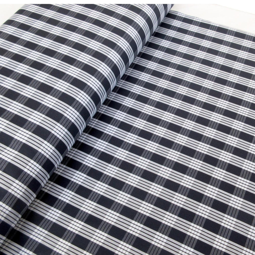 Fabric, Navy Blue Yarn Dyed Palaka Hawaiian Plaid, 100% Cotton Woven By the Half and Full Yard