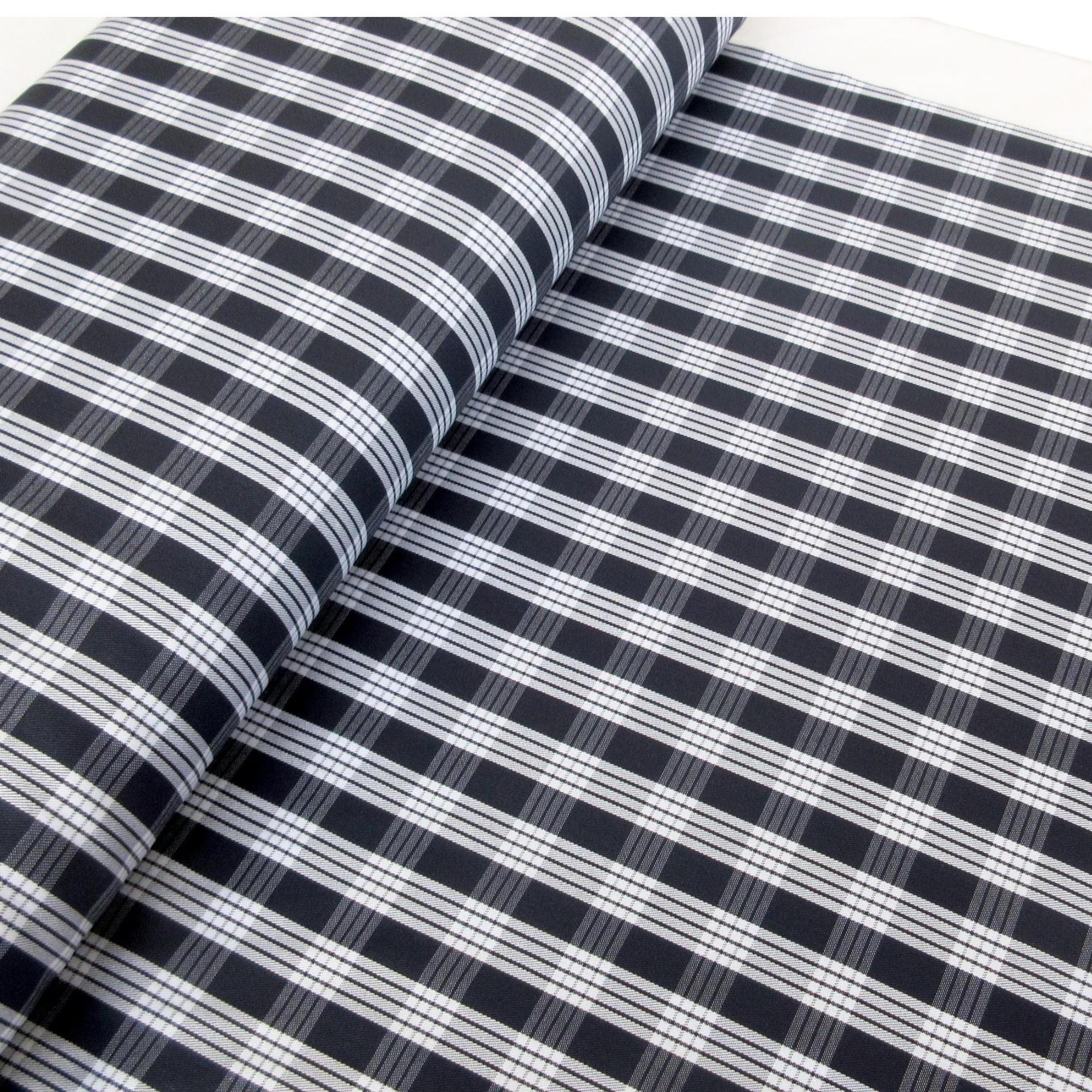 Fabric, Navy Blue Yarn Dyed Palaka Hawaiian Plaid, 100% Cotton Woven By the Half and Full Yard