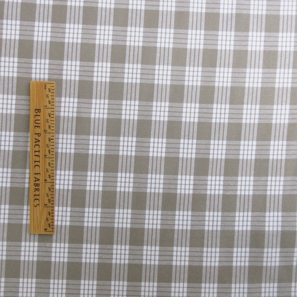 Fabric, Gray Yarn Dyed Palaka Hawaiian Plaid, 100% Cotton Woven, By the Half or Full Yard