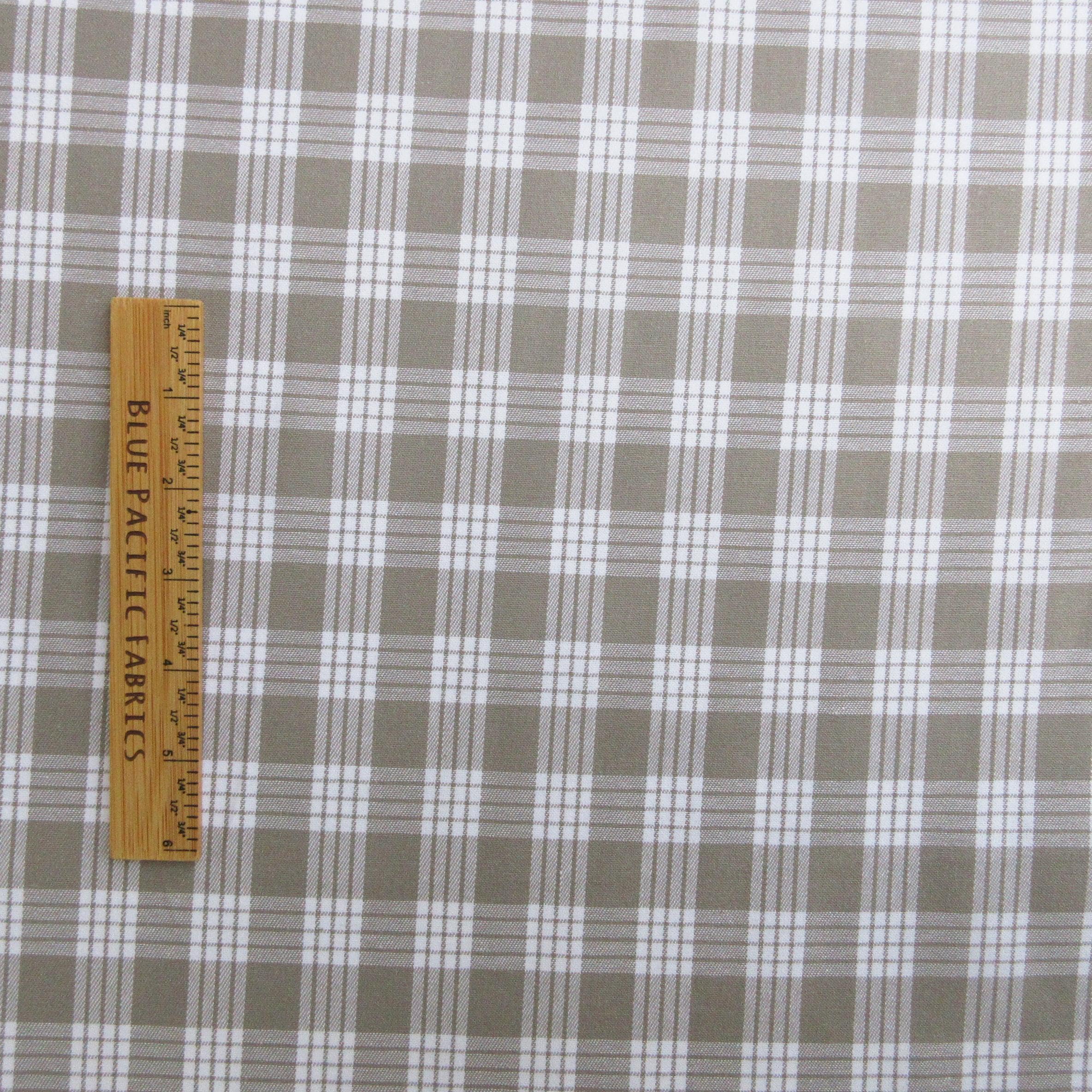 Fabric, Gray Yarn Dyed Palaka Hawaiian Plaid, 100% Cotton Woven, By the Half or Full Yard