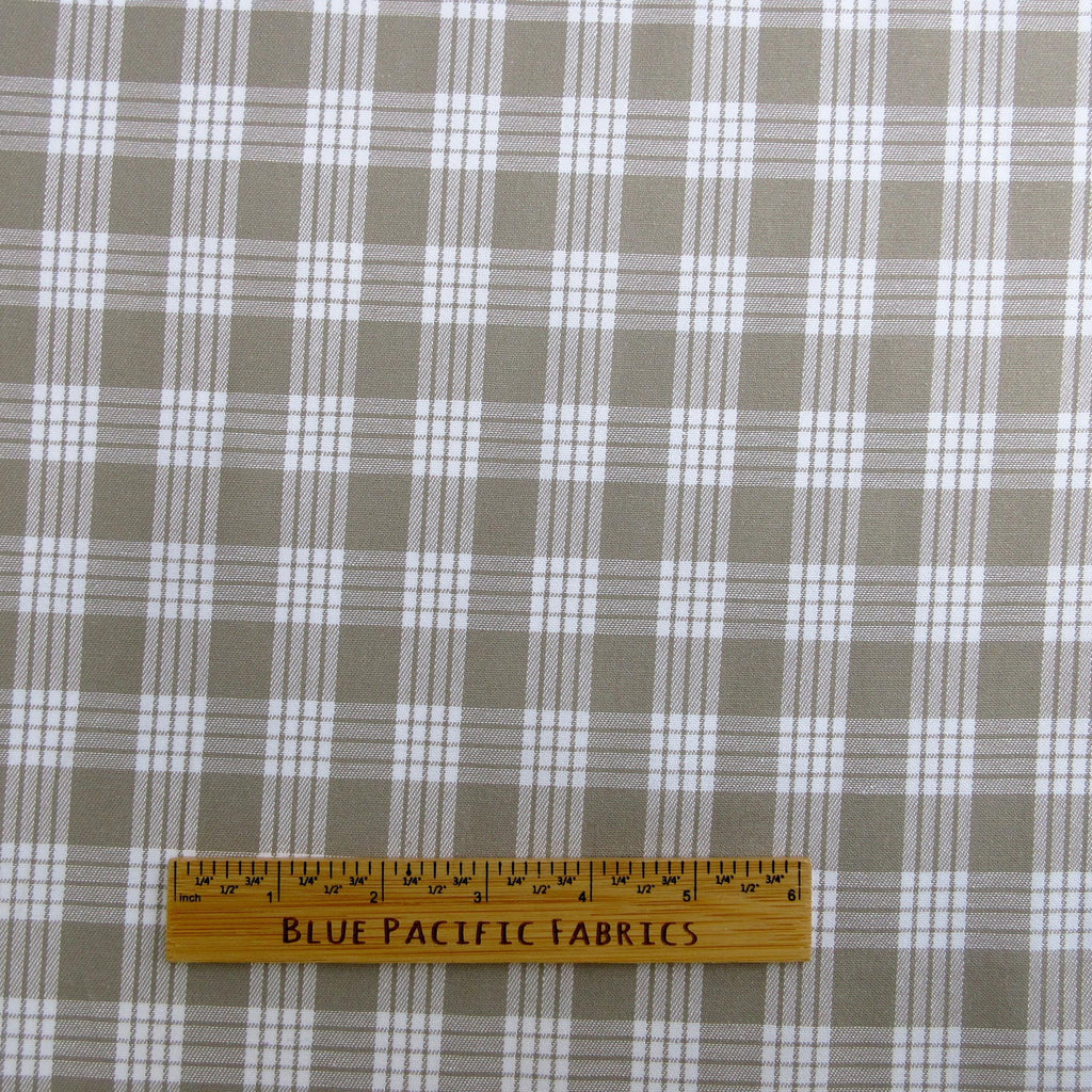 Fabric, Gray Yarn Dyed Palaka Hawaiian Plaid, 100% Cotton Woven, By the Half or Full Yard