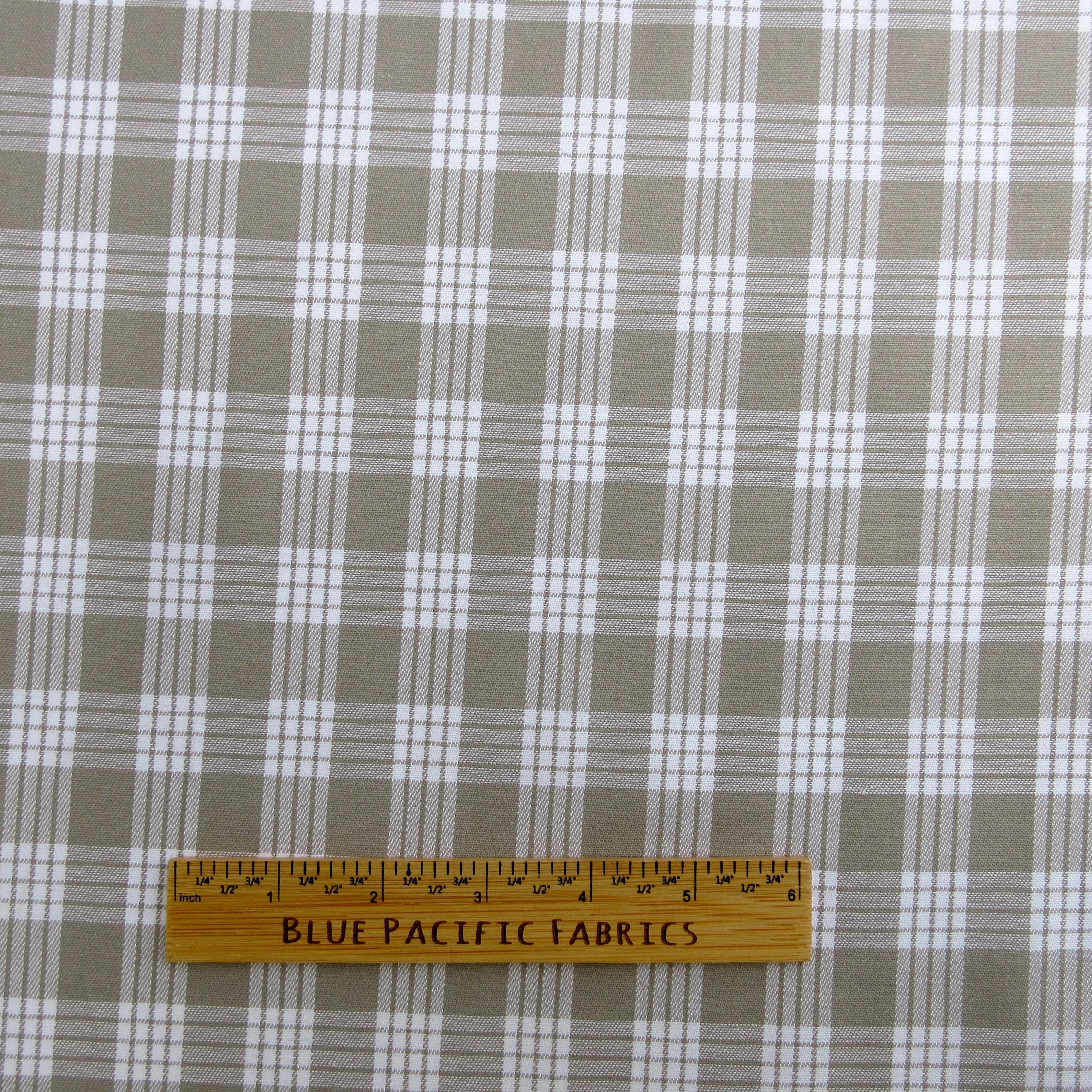 Fabric, Gray Yarn Dyed Palaka Hawaiian Plaid, 100% Cotton Woven, By the Half or Full Yard