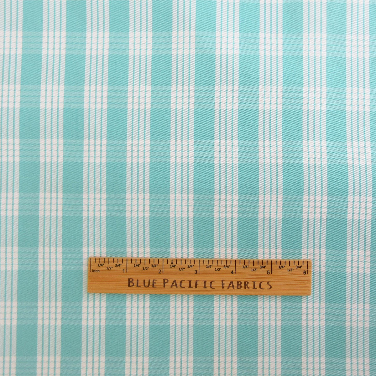 Fabric, Aqua Yarn Dyed Palaka Hawaiian Plaid, 100% Cotton Woven, By the Half or Full Yard