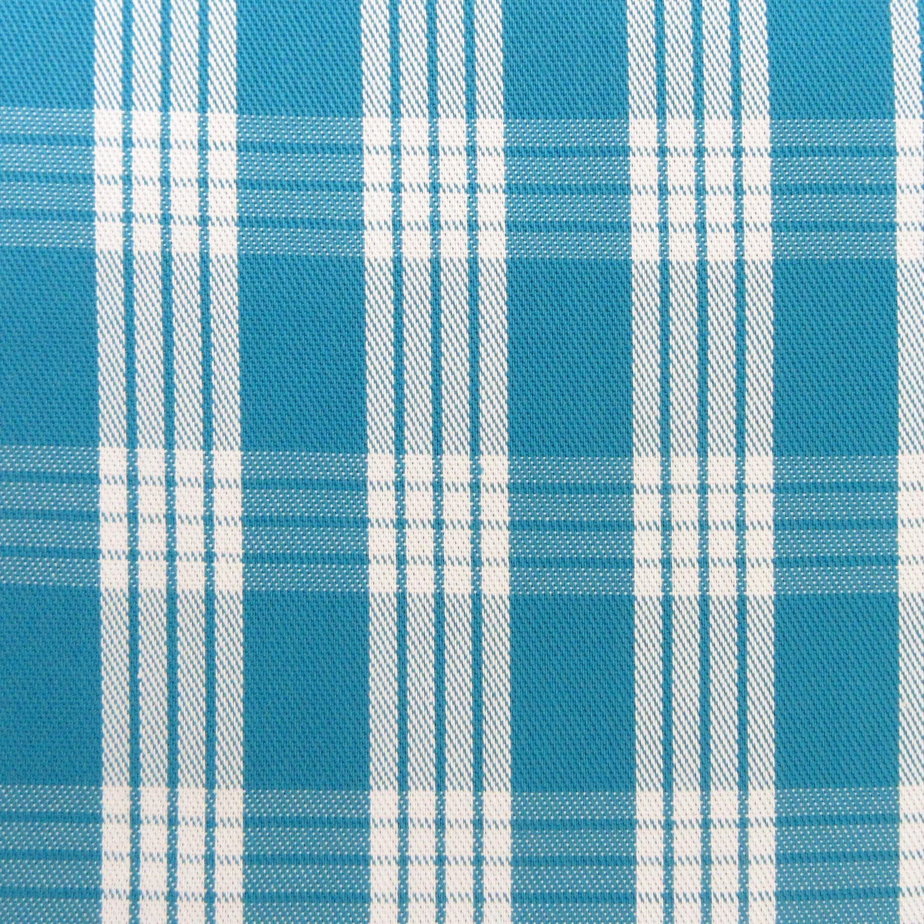Fabric, Turquoise Yarn Dyed Palaka Hawaiian Plaid, 100% Cotton Woven, By the Half or Full Yard
