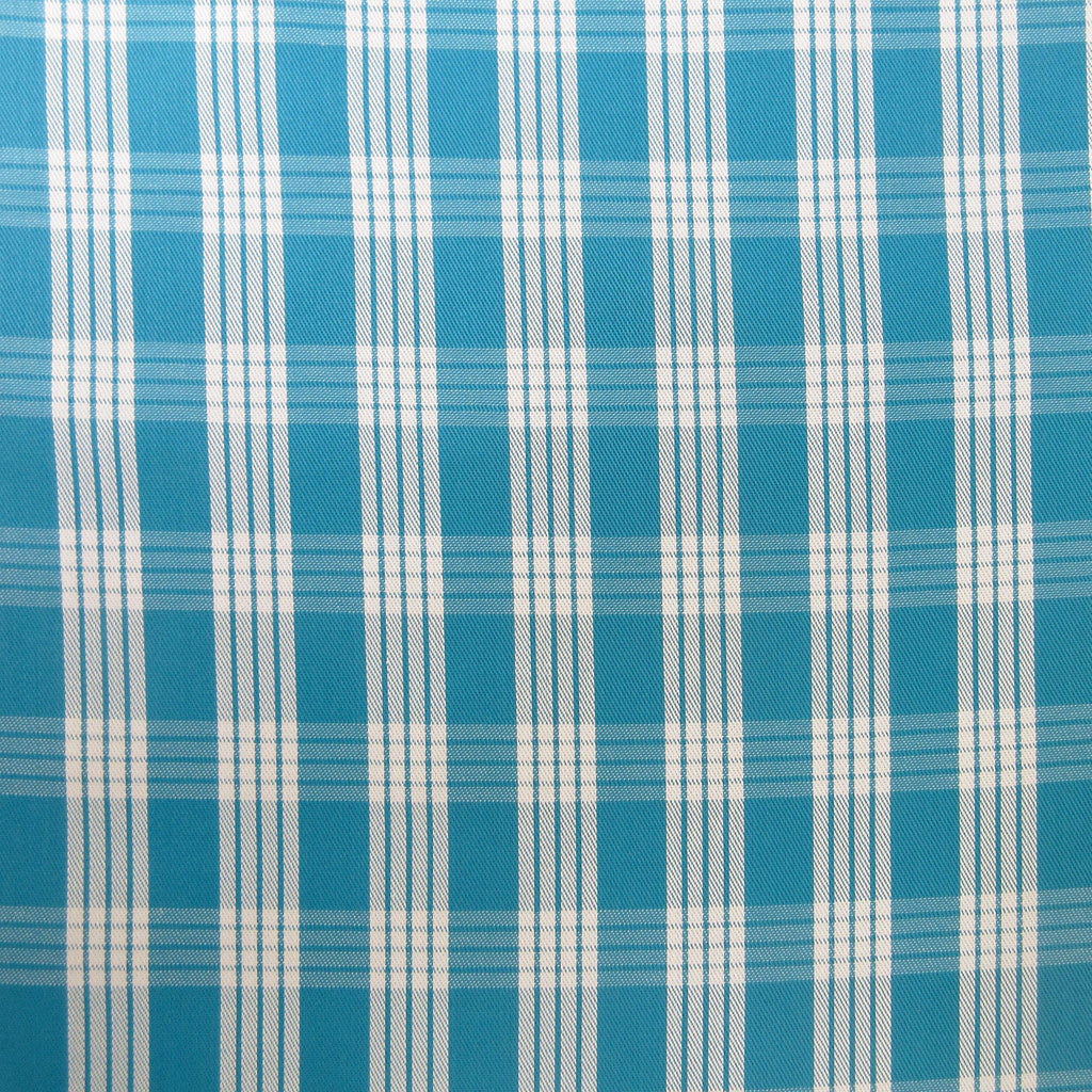 Fabric, Turquoise Yarn Dyed Palaka Hawaiian Plaid, 100% Cotton Woven, By the Half or Full Yard