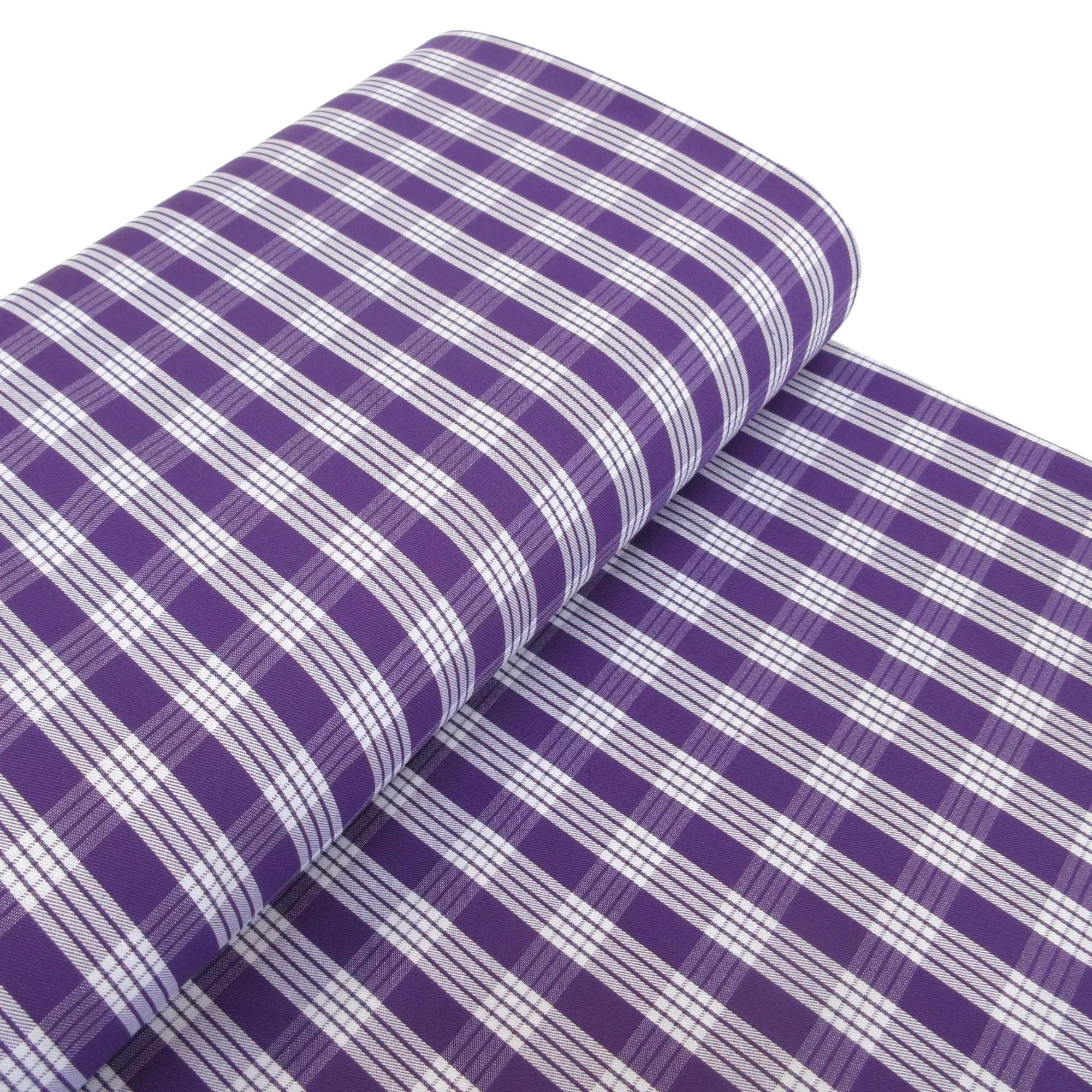 Fabric, Purple Yarn Dyed Palaka Hawaiian Plaid, 100% Cotton Woven, By the Half or Full Yard