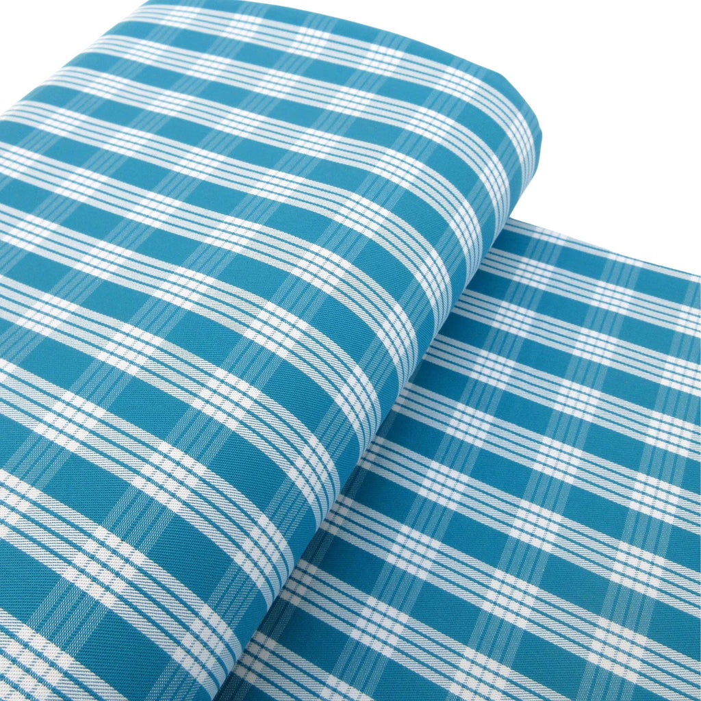 Fabric, Turquoise Yarn Dyed Palaka Hawaiian Plaid, 100% Cotton Woven, By the Half or Full Yard