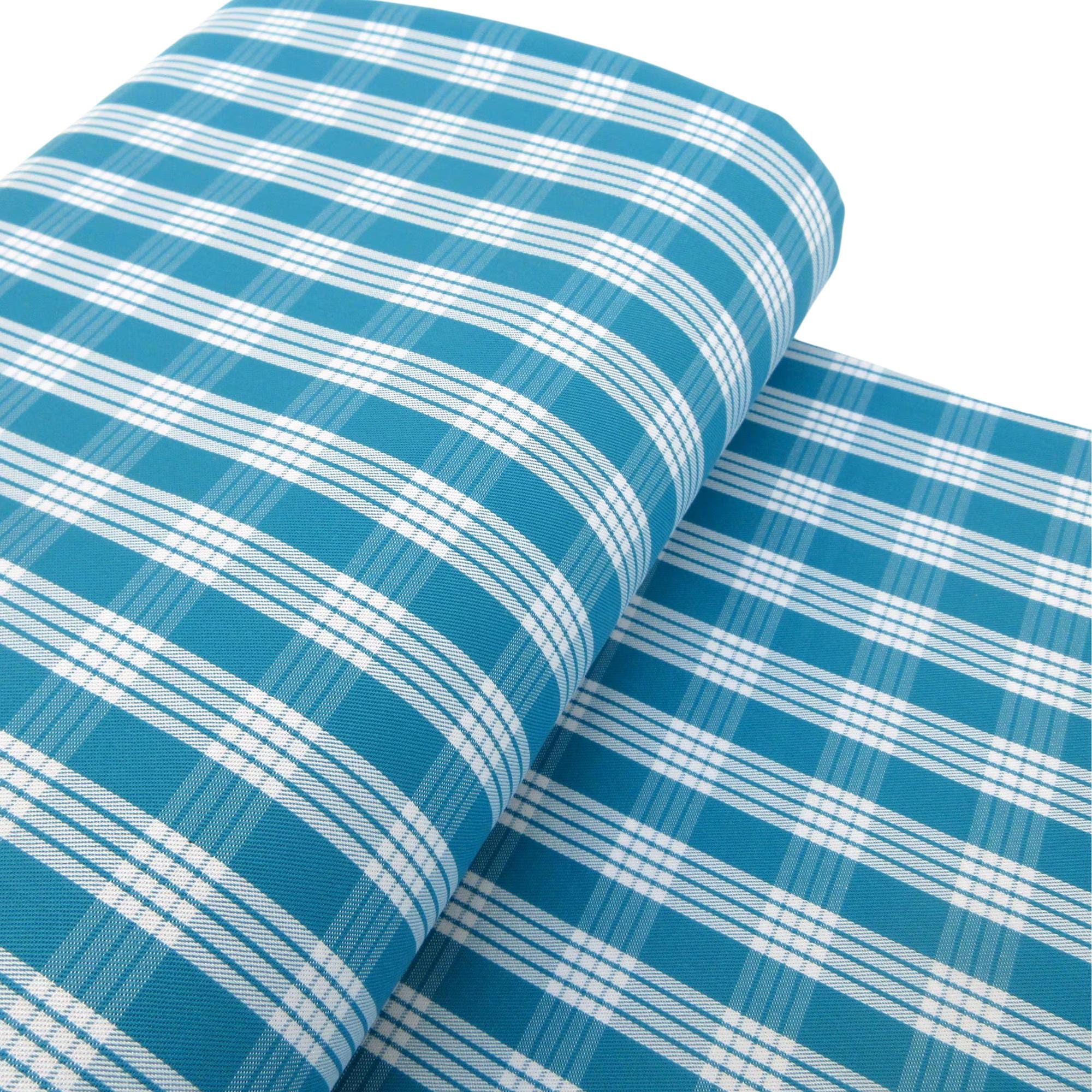 Fabric, Turquoise Yarn Dyed Palaka Hawaiian Plaid, 100% Cotton Woven, By the Half or Full Yard