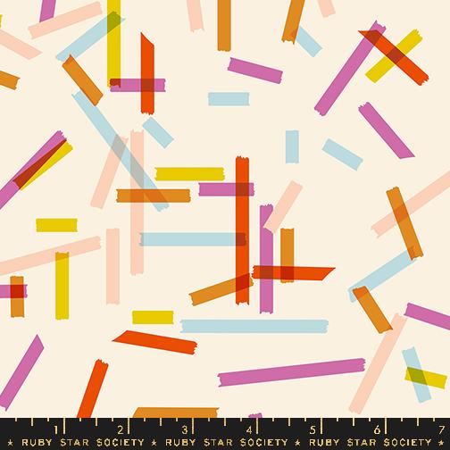 Washi Fabric, Washi Tape on Natural, Salutations by Rashida Coleman Hale, By the Half or Full Yard