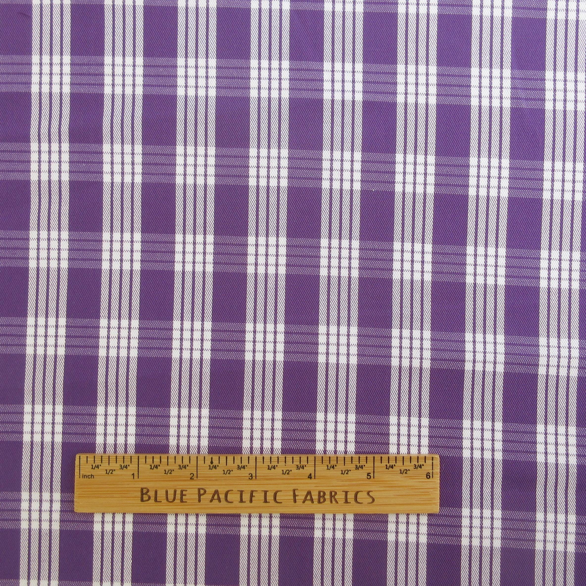 Fabric, Purple Yarn Dyed Palaka Hawaiian Plaid, 100% Cotton Woven, By the Half or Full Yard