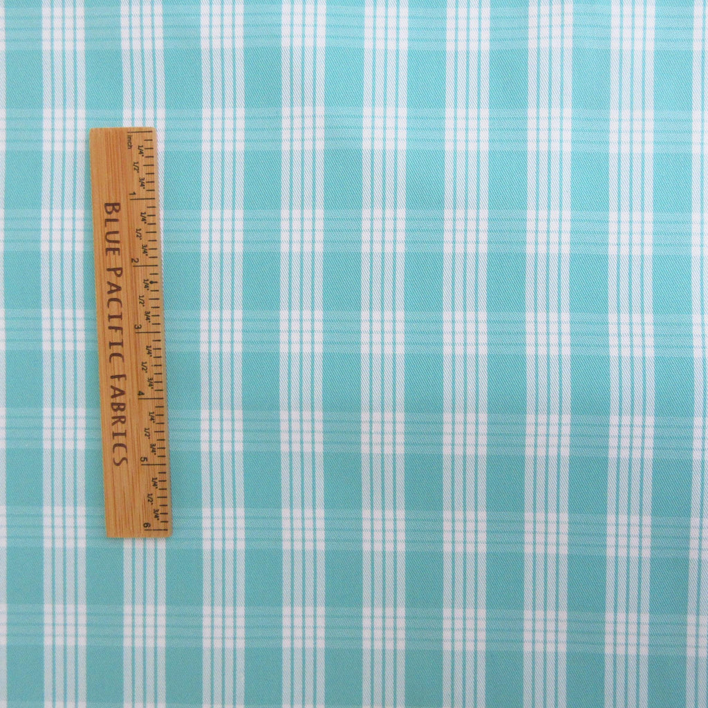 Fabric, Aqua Yarn Dyed Palaka Hawaiian Plaid, 100% Cotton Woven, By the Half or Full Yard