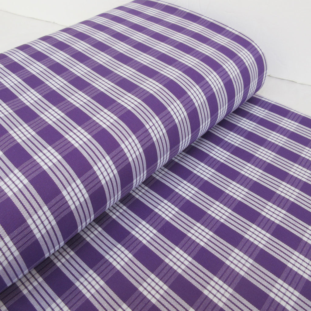 Fabric, Purple Yarn Dyed Palaka Hawaiian Plaid, 100% Cotton Woven, By the Half or Full Yard