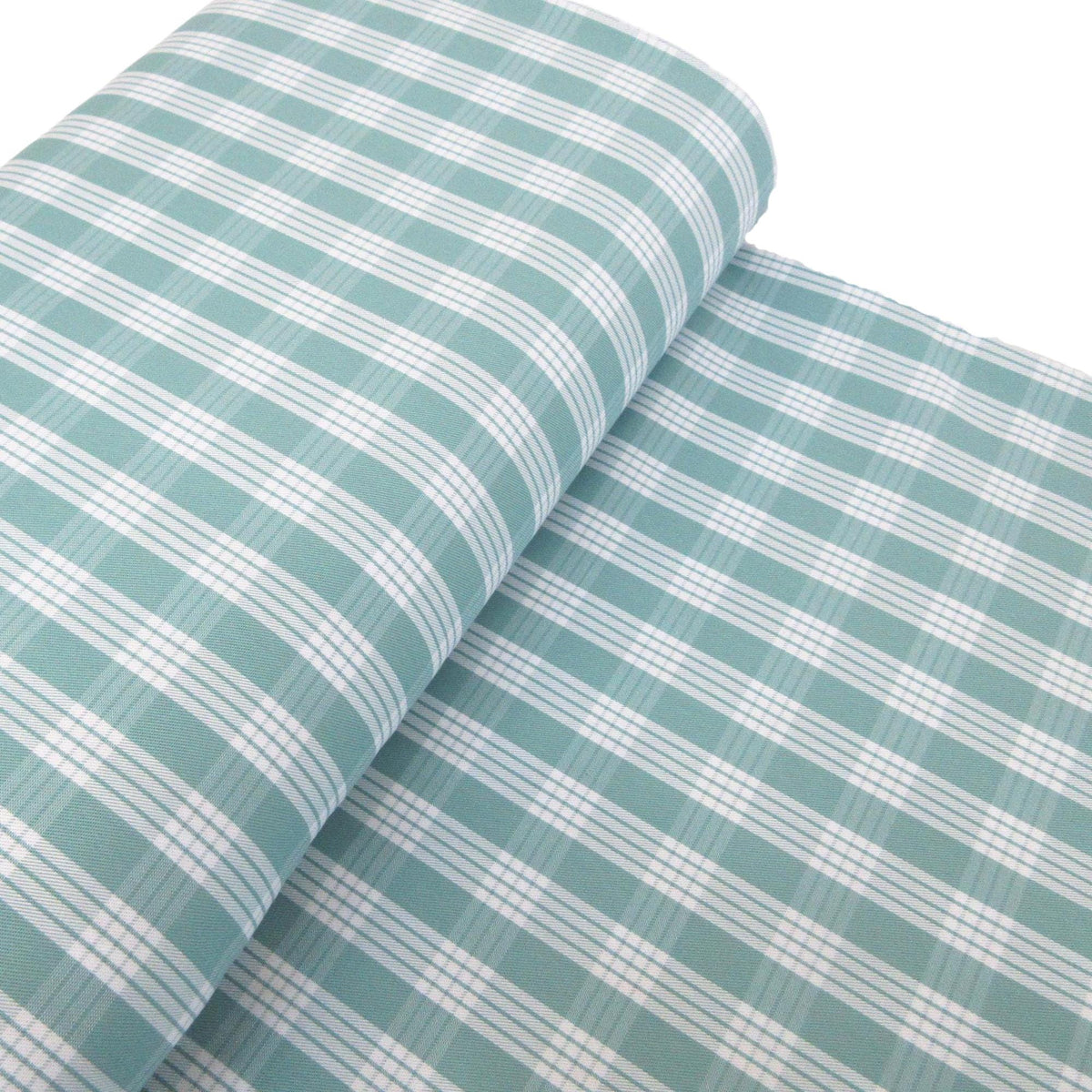 Fabric, Seafoam Yarn Dyed Palaka Hawaiian Plaid, 100% Cotton Woven, By the Half or Full Yard