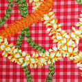 Hawaii Fabric, Island Palaka Leis on Red, By the Half or Full Yard