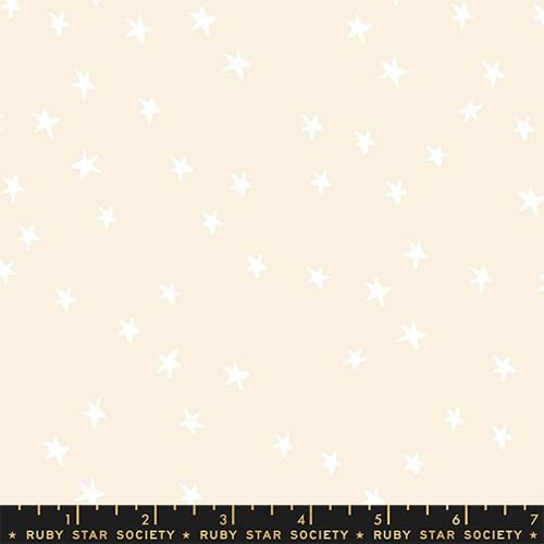 New Starry Fabric Charm Pack, Starry Natural with White Stars by Ruby Star Society, Pre Cut 5 x 5 Fabric Squares by Moda