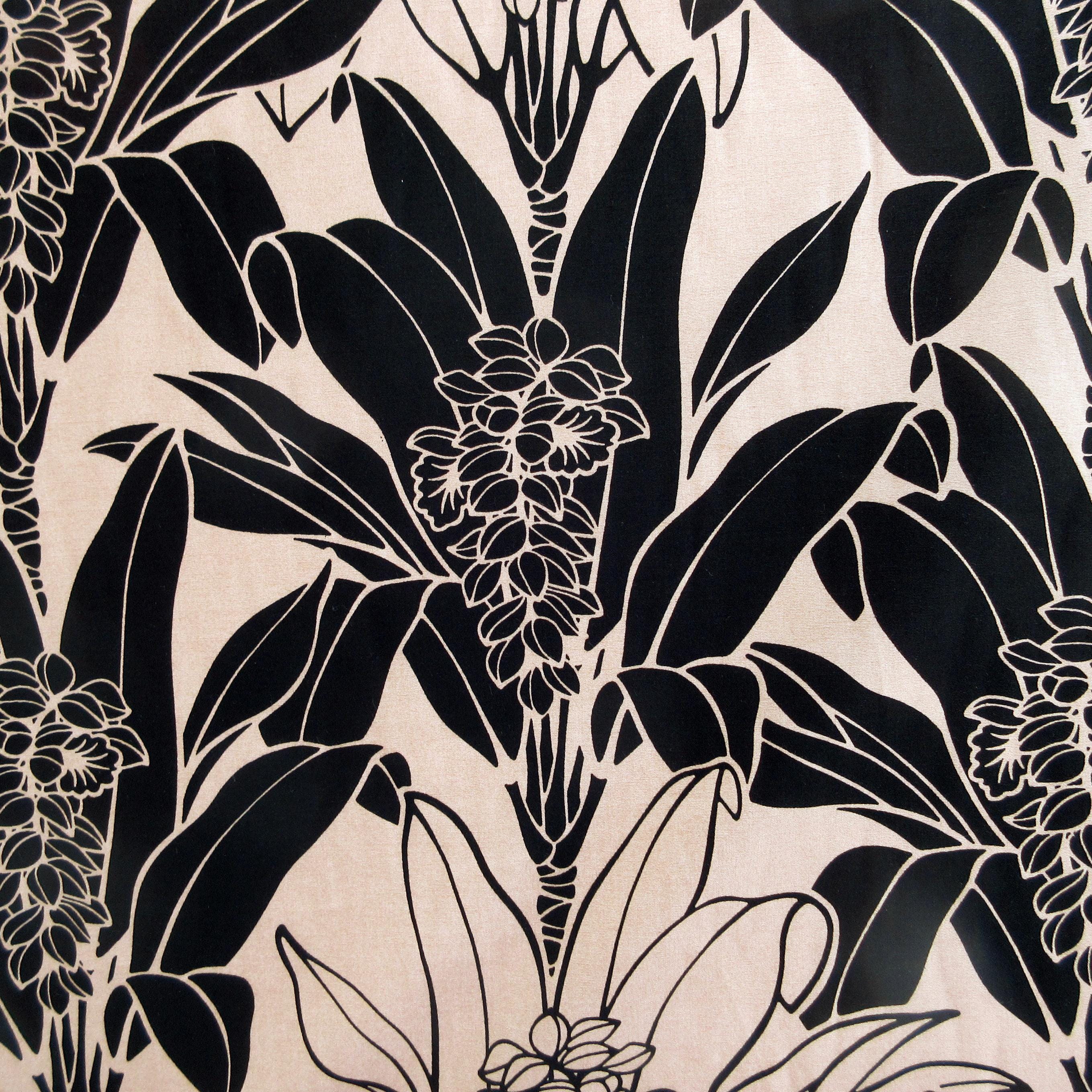 Tropical Fabric, Big Flowering Ginger Plants on Beige, Large Scale Print, By the Yard