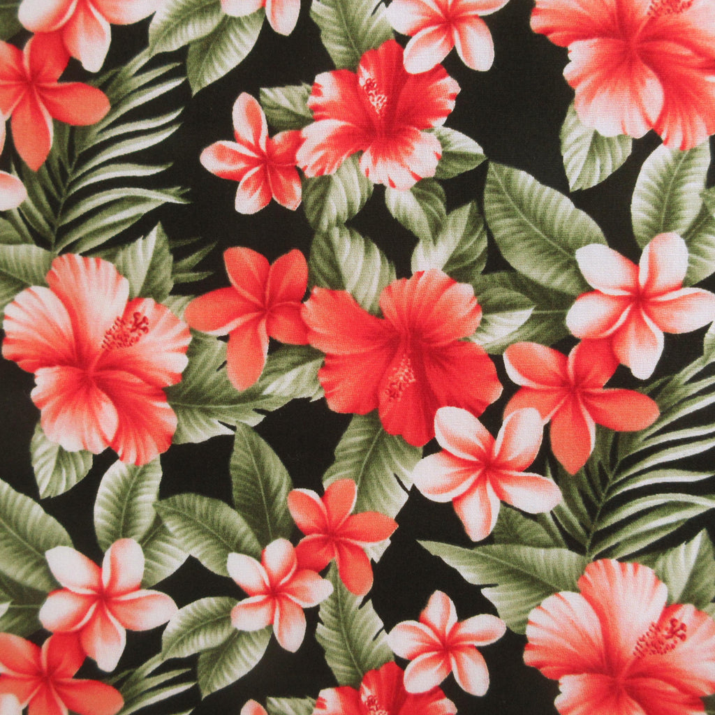 Tropical Floral Fabric by Sevenberry, Island Backyard Evening, By the Half or Full Yard