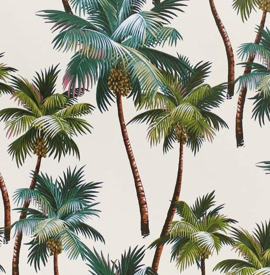 BARKCLOTH Fabric, Palm Trees on Natural, Large Scale Hawaii Tropical, By the Yard