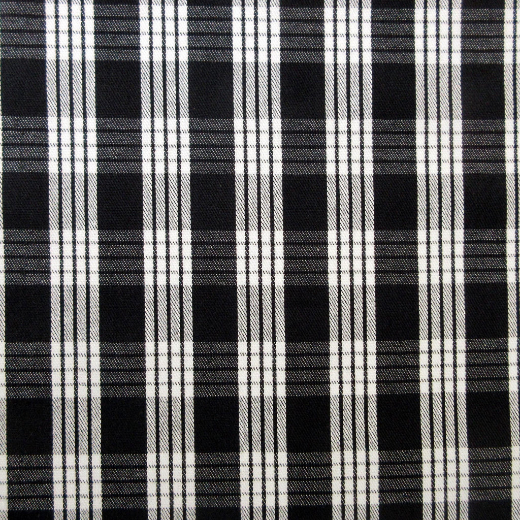 Fabric, Black Yarn Dyed Palaka Hawaiian Plaid, 100% Cotton Woven, By the Half and Full Yard