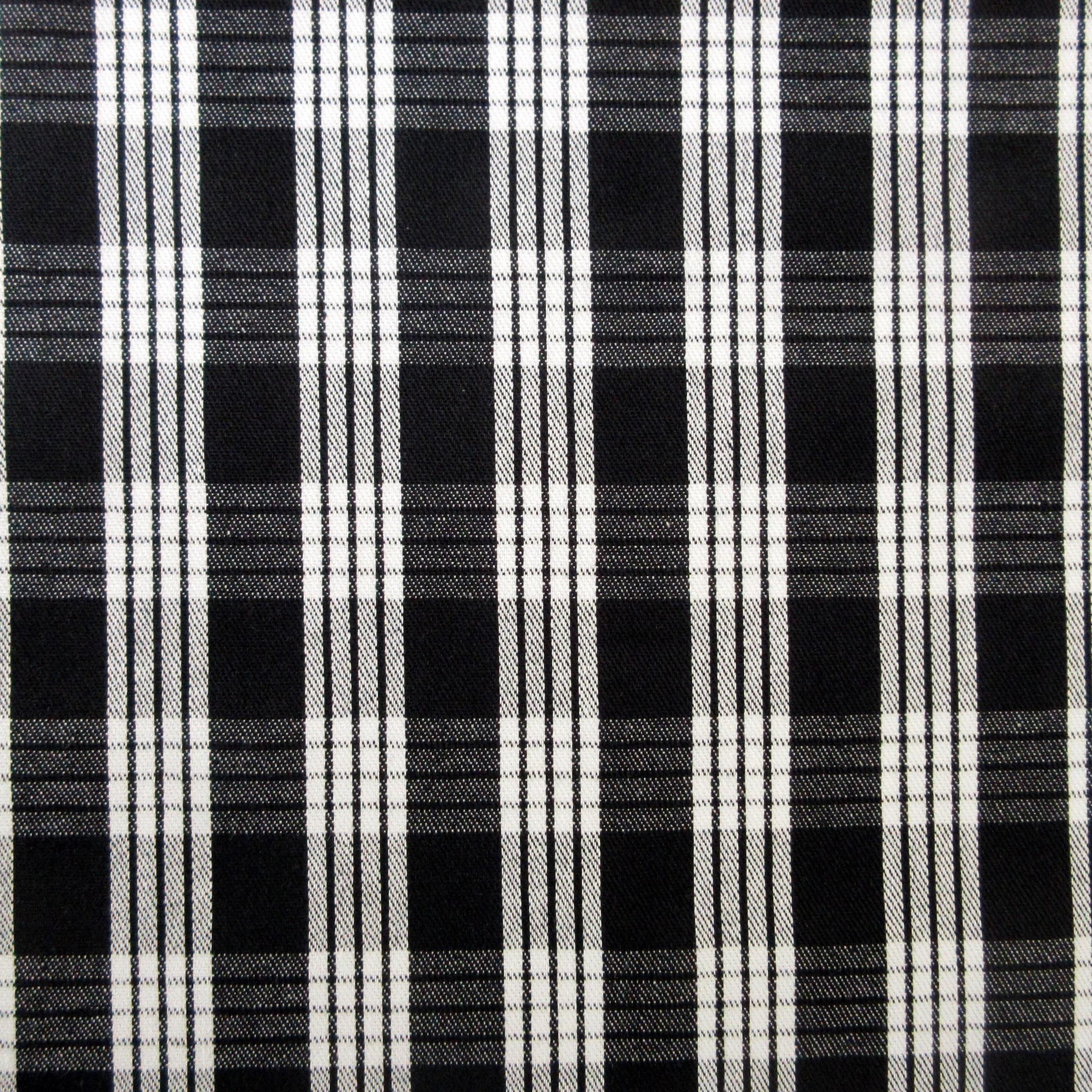 Fabric, Black Yarn Dyed Palaka Hawaiian Plaid, 100% Cotton Woven, By the Half and Full Yard