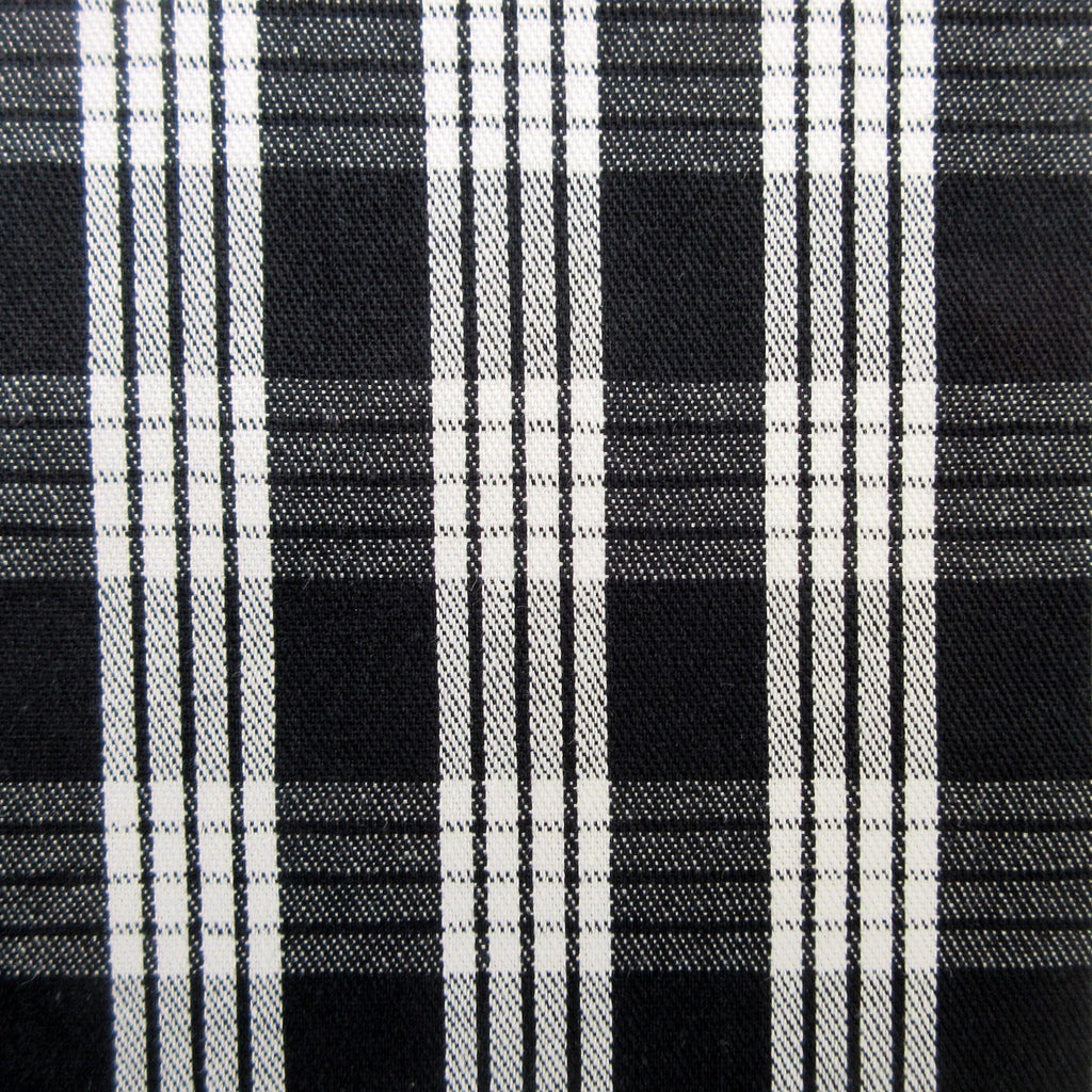 Fabric, Black Yarn Dyed Palaka Hawaiian Plaid, 100% Cotton Woven, By the Half and Full Yard
