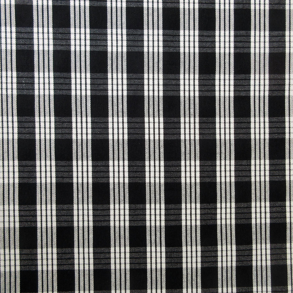 Fabric, Black Yarn Dyed Palaka Hawaiian Plaid, 100% Cotton Woven, By the Half and Full Yard