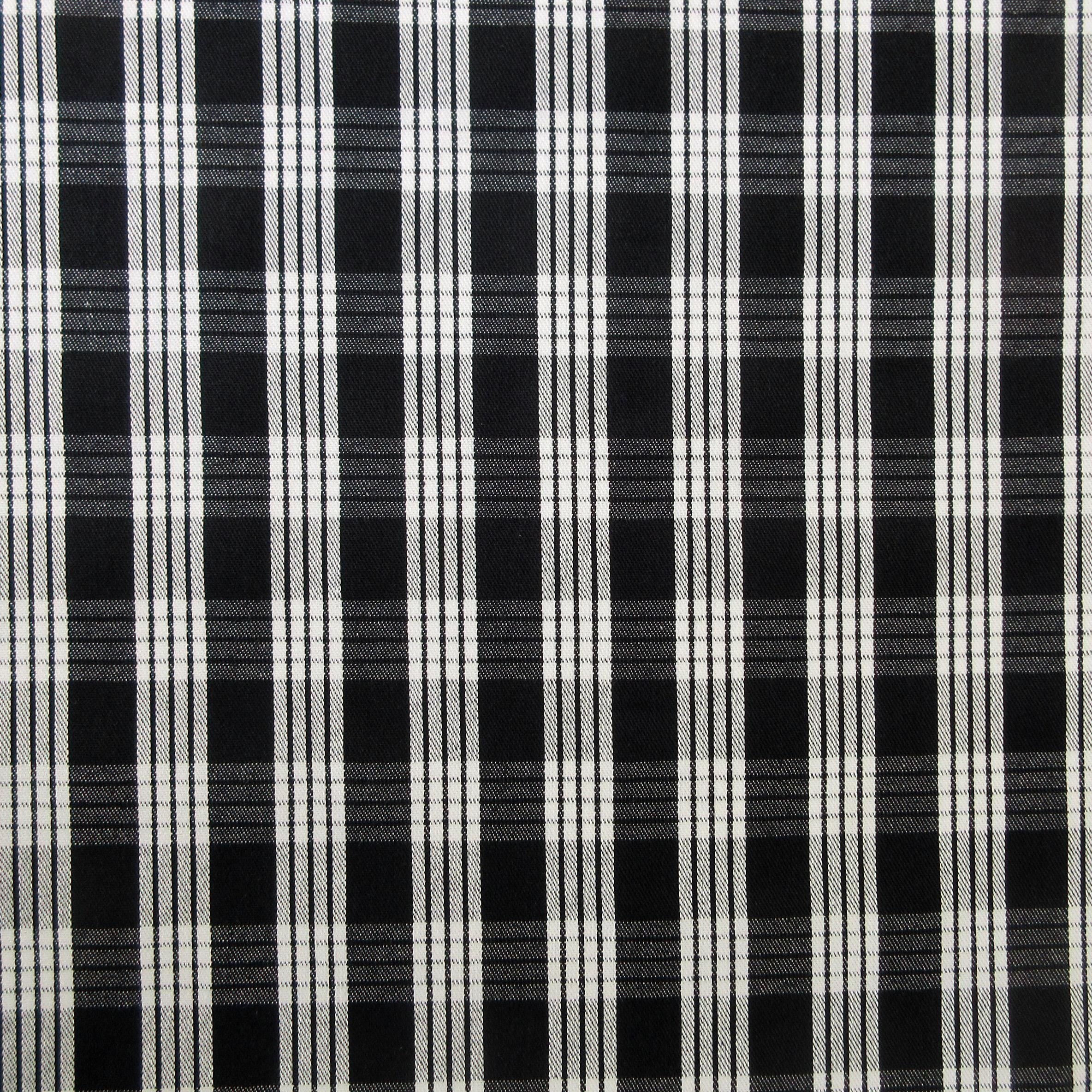 Fabric, Black Yarn Dyed Palaka Hawaiian Plaid, 100% Cotton Woven, By the Half and Full Yard