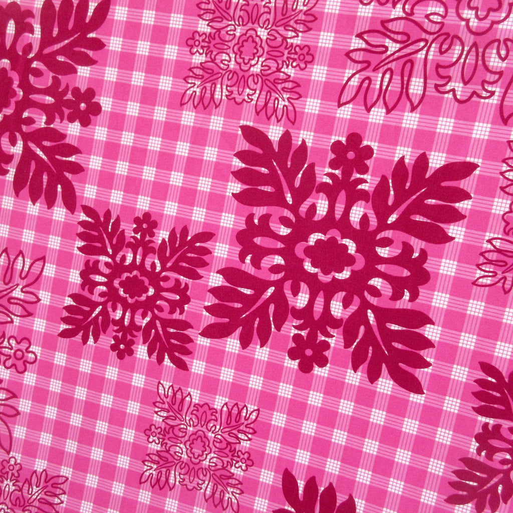Fabric, Hawaiian Quilt Blocks on Palaka Pink, by the Half or Full Yard
