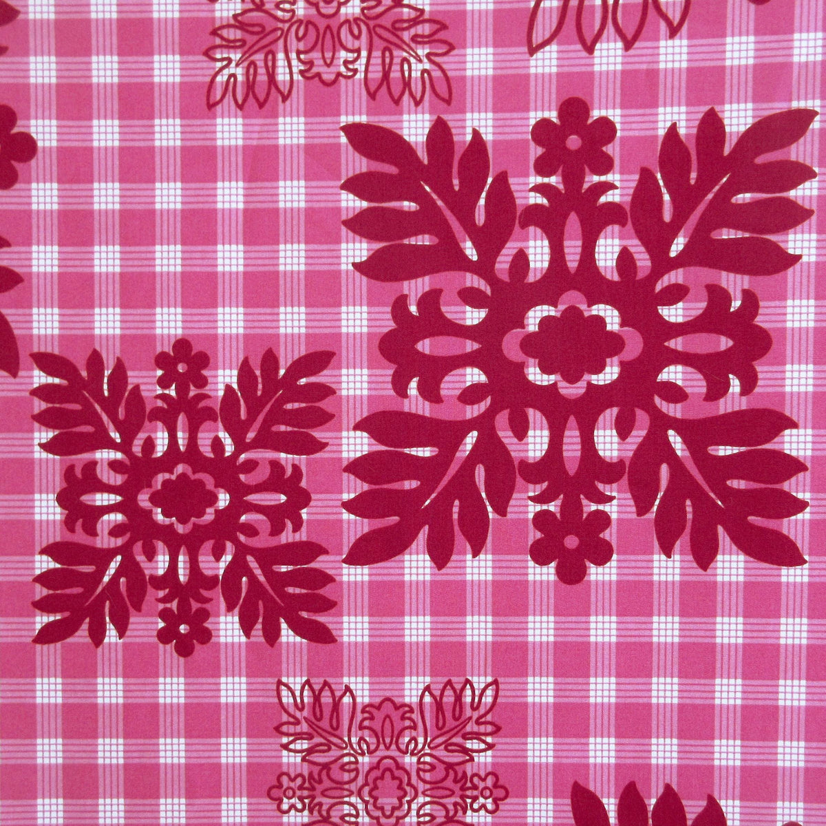 Fabric, Hawaiian Quilt Blocks on Palaka Pink, by the Half or Full Yard