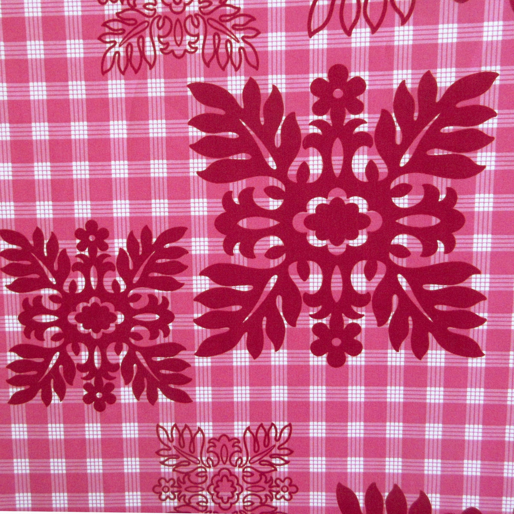 Fabric, Hawaiian Quilt Blocks on Palaka Pink, by the Half or Full Yard